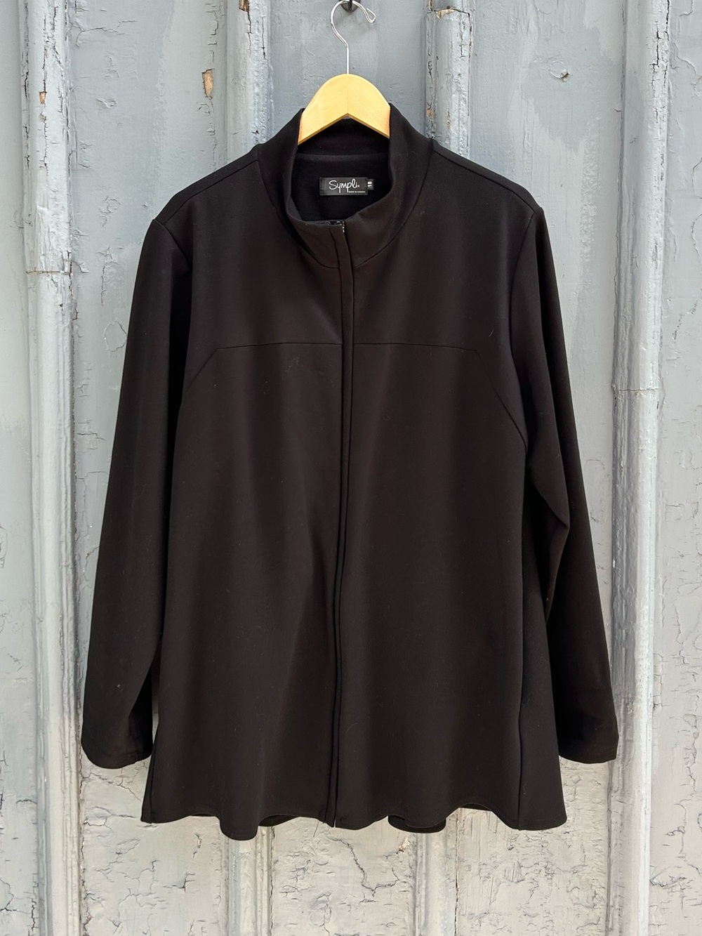 Sympli Black A Frame Ponte Jacket, size 18